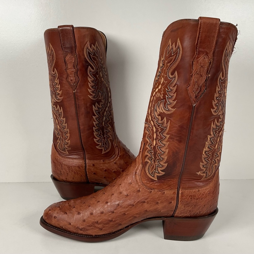 Lucchese 2000 Full Quill Ostrich Cowboy Boots | Barnwood | Exotic | Men’s 11 D - Picture 15 of 16